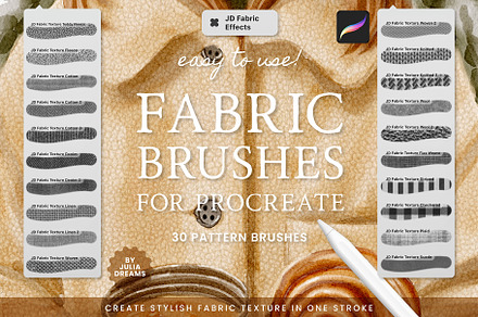 Fabric Effects Brushes Procreate, a Brush Add-On by Julia Dreams