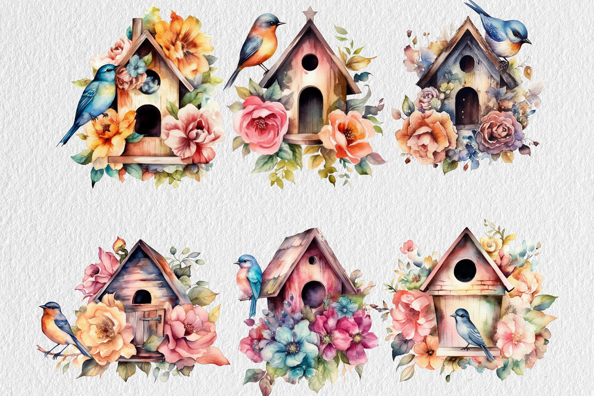 Watercolor Spring Bird Feeder Clipar, an Animal Illustration by Colorsfav (Photo 4 of 5)