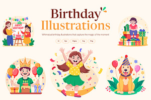 Birthday Illustration Art Set, a Decorative Illustration by Brickclay