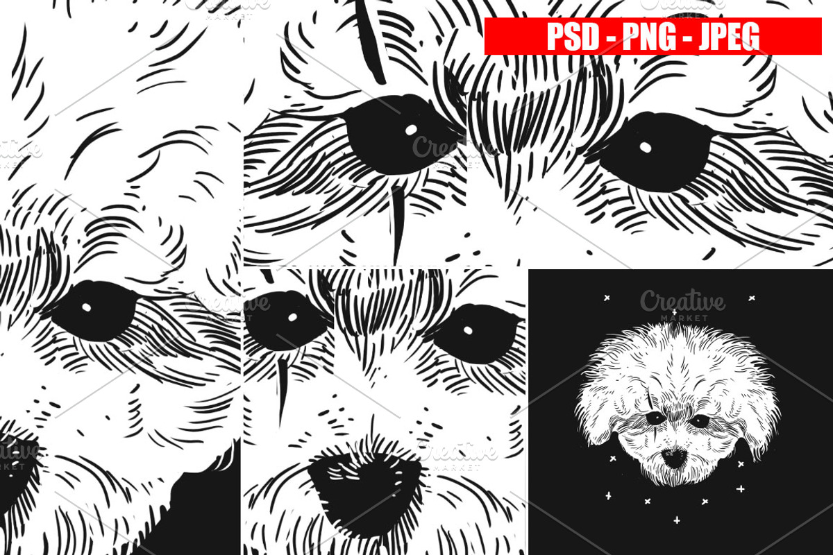 Dogs Collection Black and White Art, an Animal Illustration by Design by sebrodbrick (Photo 19 of 22)