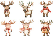 Kawaii Christmas Moose Clipart, an Illustration by CraftArtStudio (Thumbnail 2 of 5)