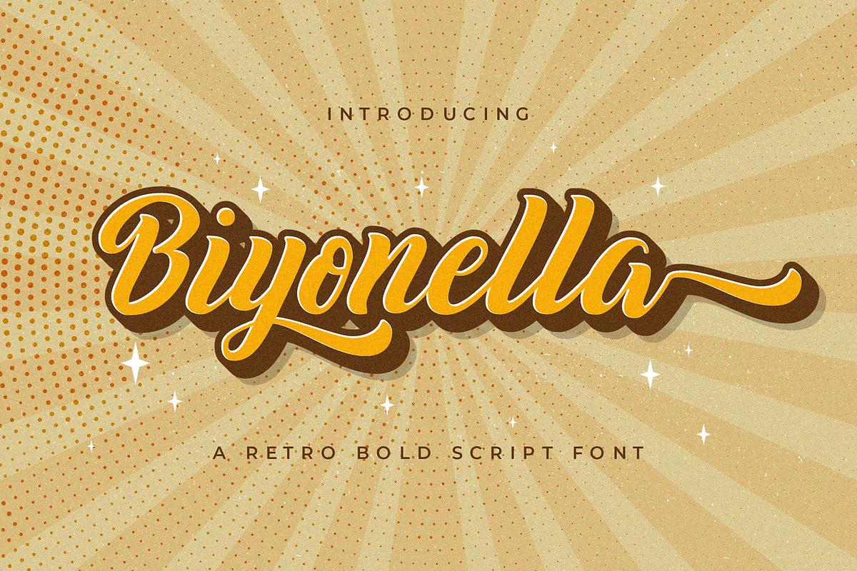 Biyonella - Retro Bold Script Font, a Script Font by StringLabs (Photo 1 of 13)