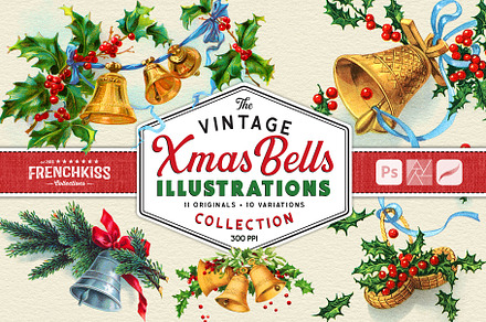 Vintage Christmas Bell Illustrations