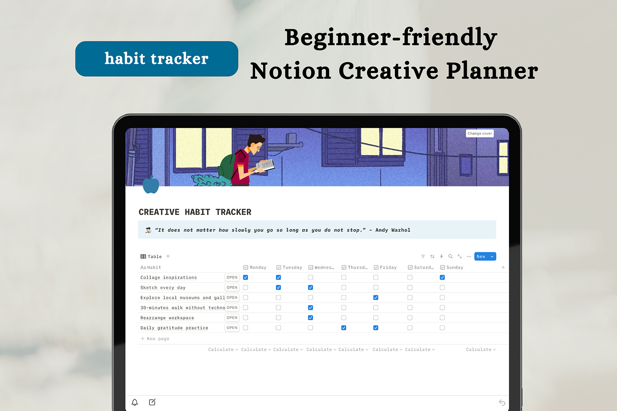 Notion artist planner, a Design Template by Petite Zakka Boutique (Photo 5 of 12)