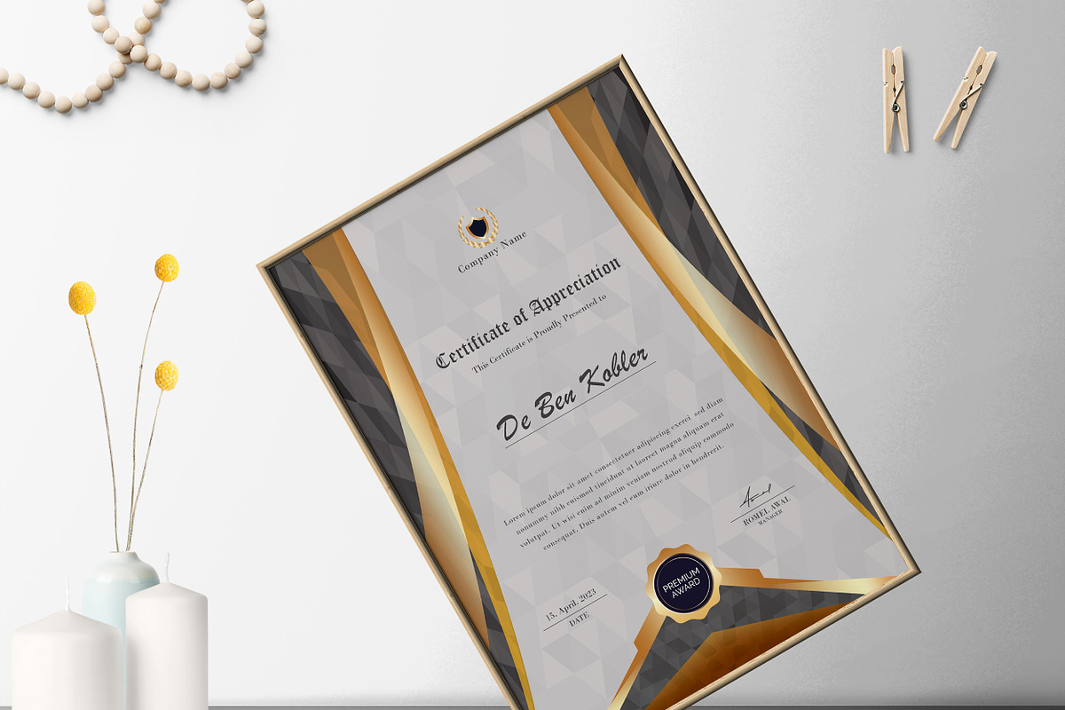 Black Stone Certificate Template, a Stationery Template by TelaTemplates (Photo 8 of 9)