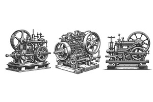 Industrial Engine with Mechanical, an Illustration by AlexArt