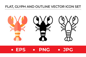 Lobster Icon Set Vector, an Outline Icon by Artonix