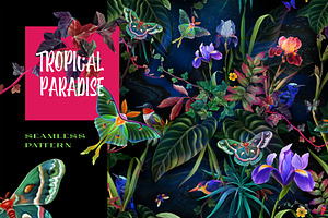 Tropical paradise. Midnight green