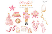 Rose Gold Christmas Cliparts, an Illustration by TheHappyGiftArt (Thumbnail 2 of 7)