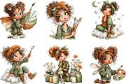 Whimsical Fairy Painter Clipart, an Illustration by CraftArtStudio (Thumbnail 3 of 6)
