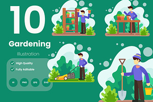 Gardening Illustration Pack, an Illustration by baii09