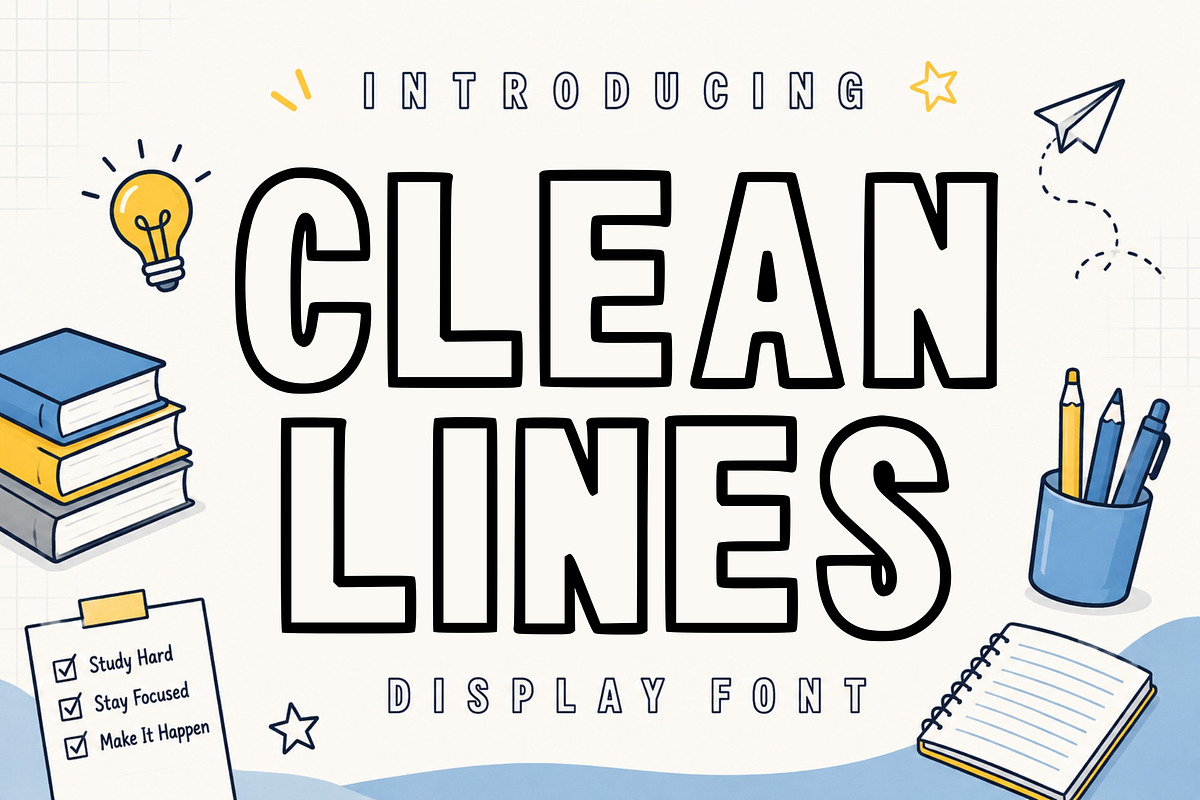 Clean Lines – Modern Outline, a Sans Serif Font by Limited.studio (Photo 1 of 4)