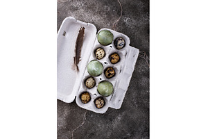 Festive Easter paintd green eggs, a Holiday Photo by Yulia Furman