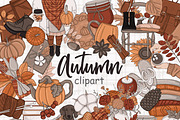 Autumn Clipart, a Seasonal Illustration by GlamArtZhanna (Thumbnail 1 of 8)