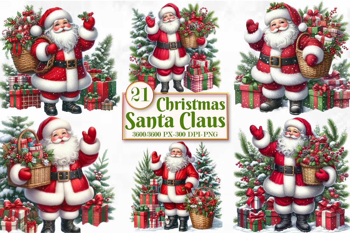 Christmas Santa Claus PNG Clipart, a Seasonal Illustration by Craft Nest (Photo 1 of 5)