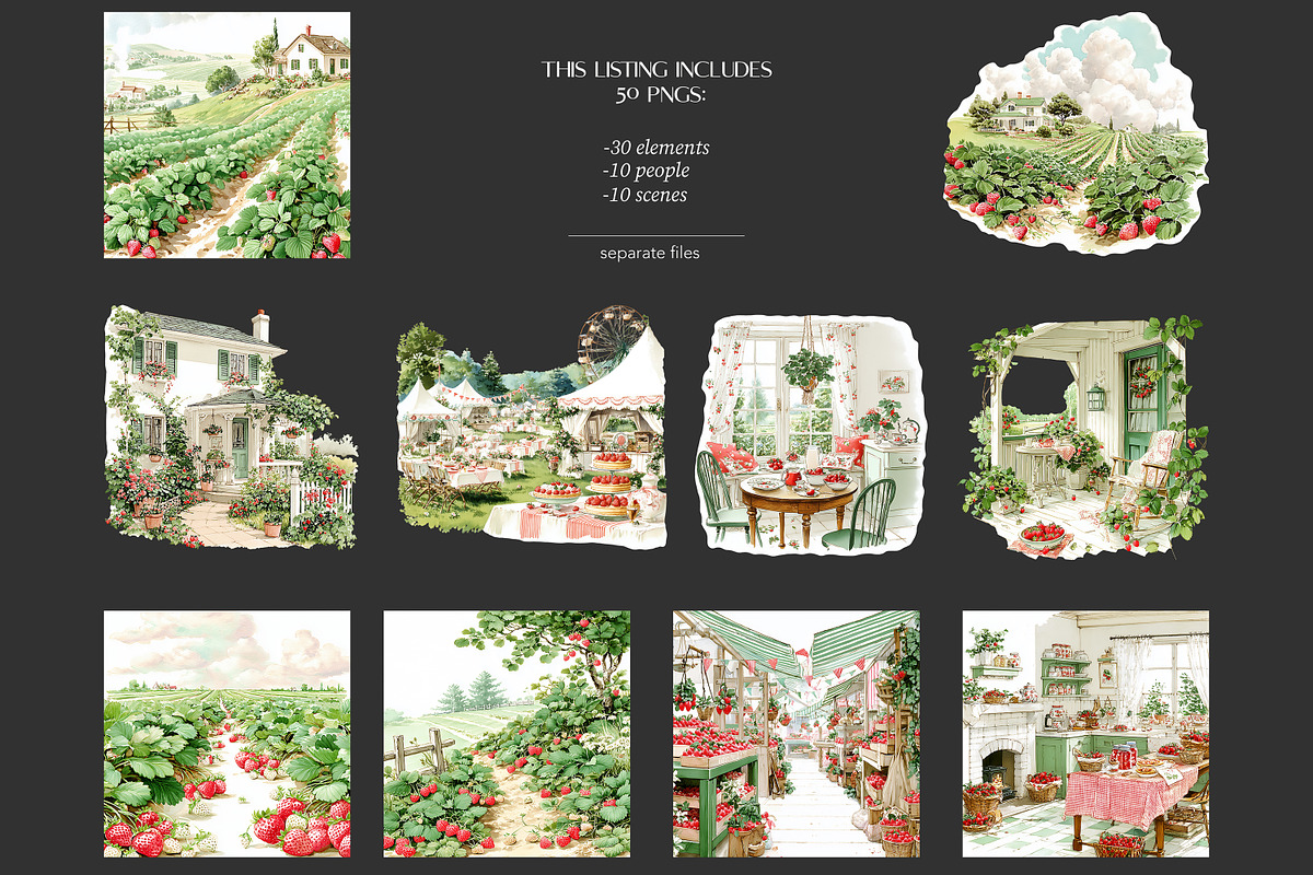 Strawberry Clipart PNG Images, a Seasonal Illustration by GlamArtZhanna (Photo 8 of 8)
