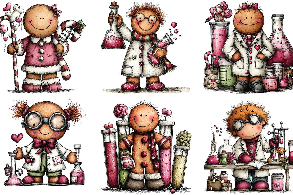 Whimsical Gingerbread Man scientist, an Illustration by CraftArtStudio (Photo 3 of 6)