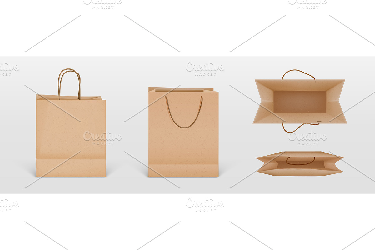 Brown paper bag collection with rope, an Illustration by art PVP - market