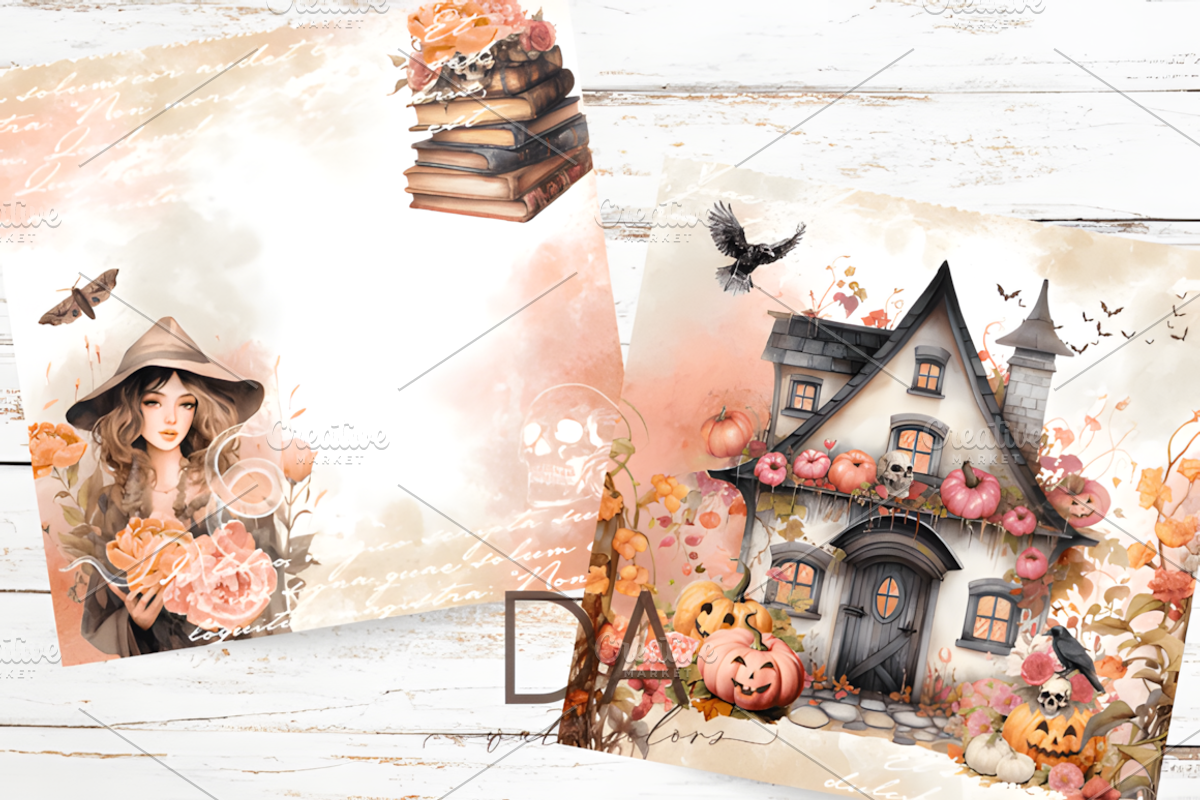 Pink and Orange Halloween Paper, a Background Graphic by Coco Bloom (Photo 4 of 6)