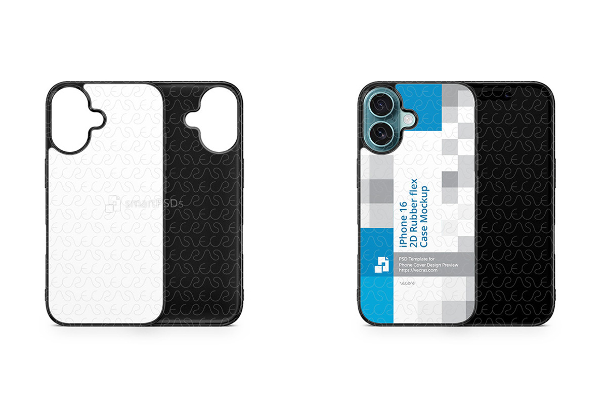 iPhone 16 (2024) 2d Rubber Flex Case, a Product Mockup by VecRas