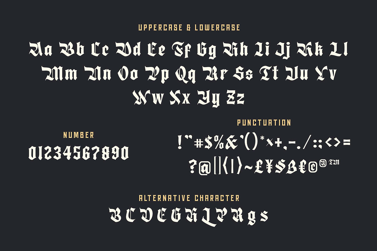 Bladge a Modern Blackletter Font, a Blackletter Font by Blankids Studio (Photo 10 of 12)