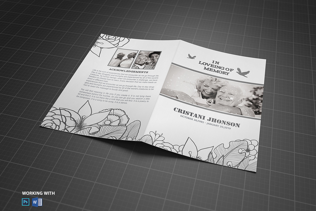 Funeral Program Template Black White, a Brochure Template by Madhabi Studio (Photo 3 of 5)