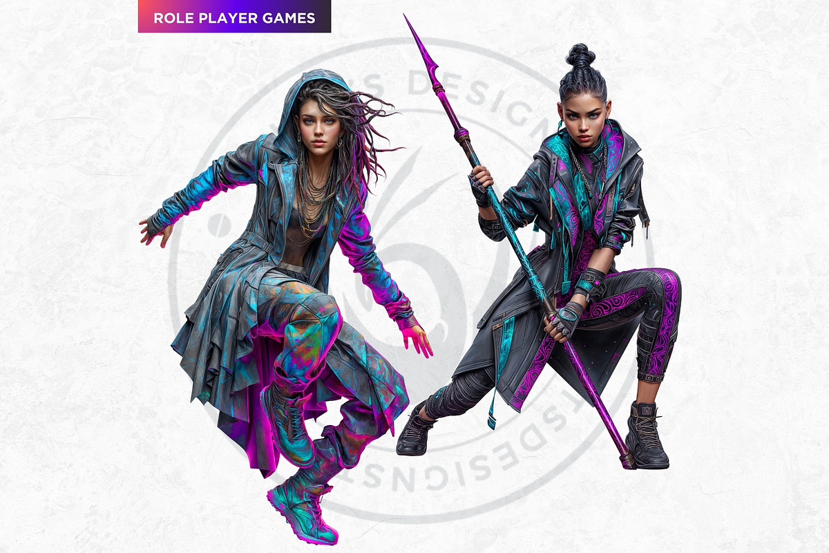 Urban Neon Witches Cliparts, a Person Illustration by ThatsDesignArt (Photo 11 of 12)