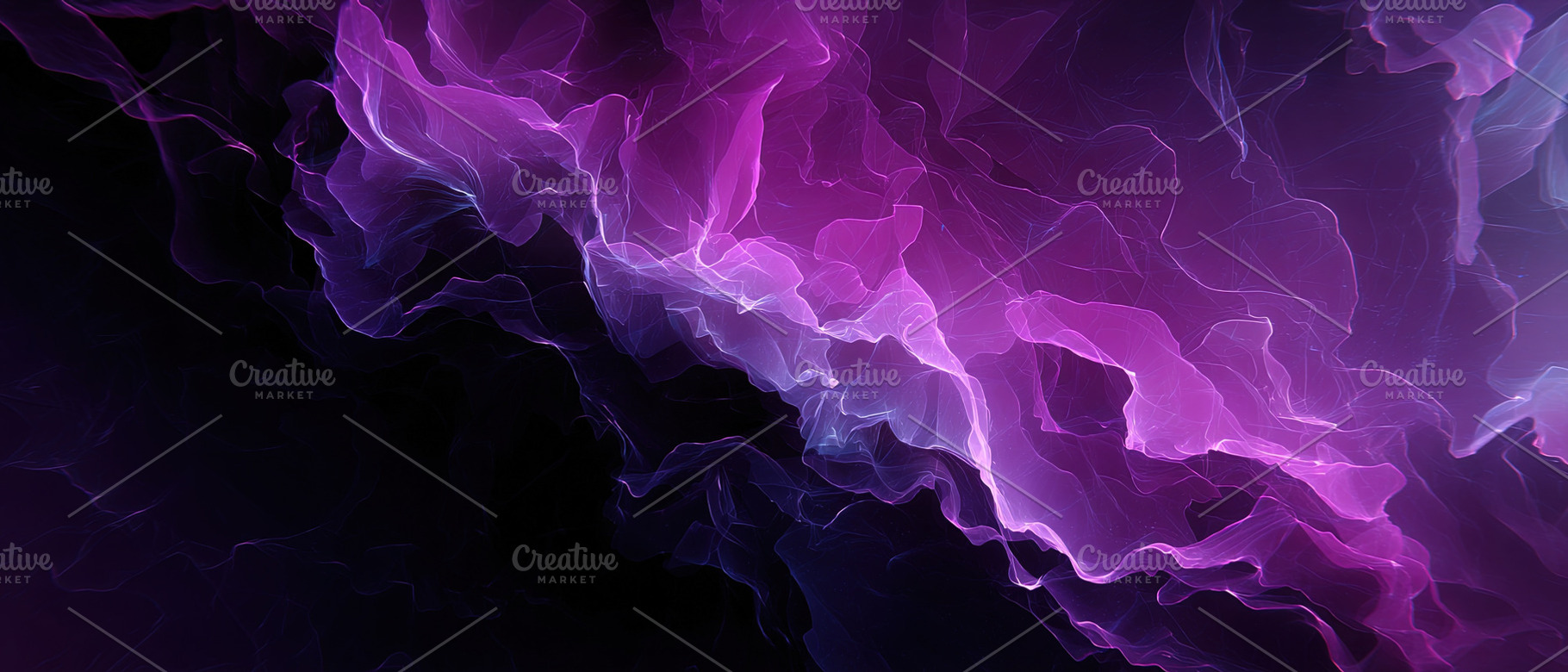 Vibrant flowing purple and pink abstract waves on a dark backgro, an Abstract Photo by Ales Munt