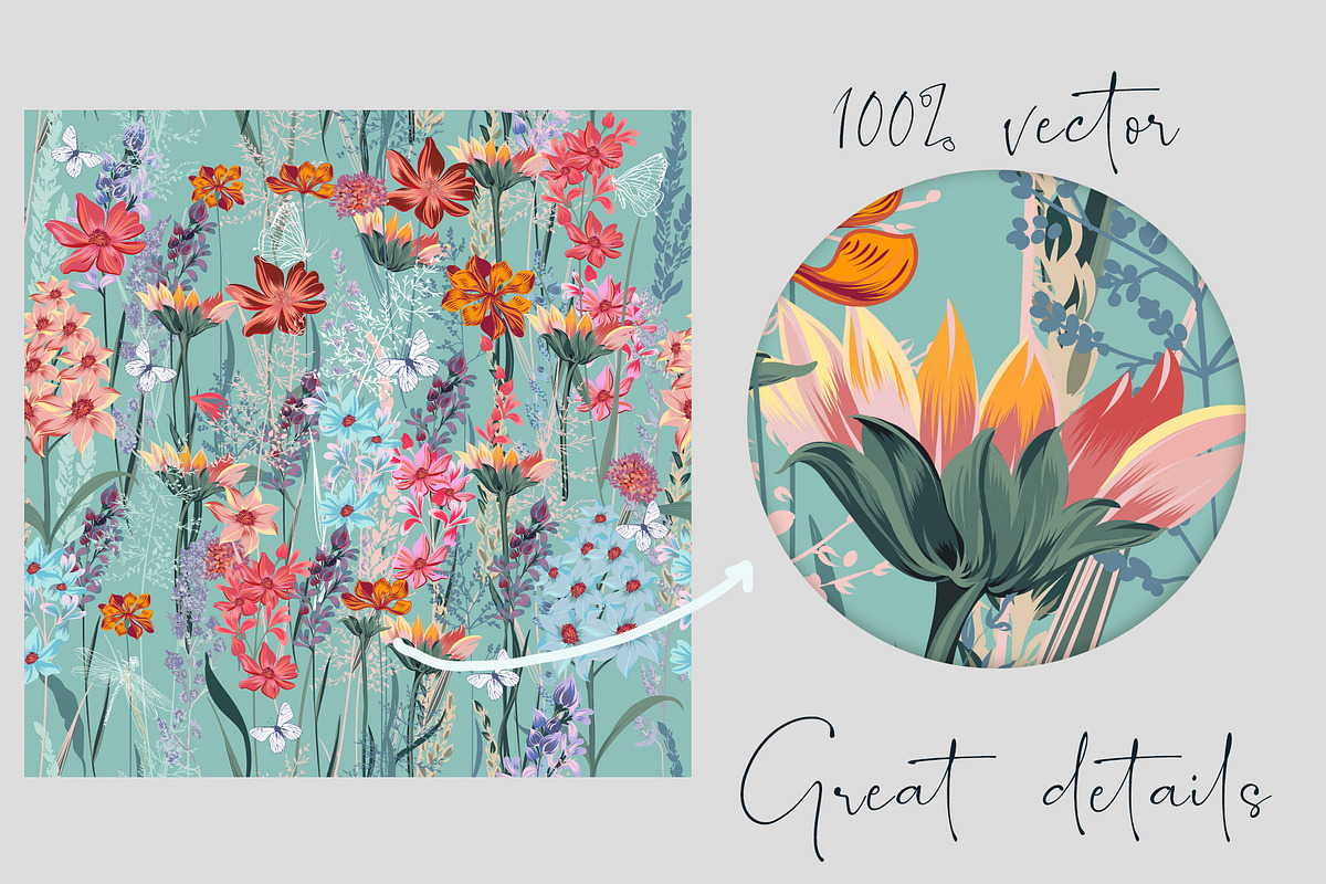 Floral delight vector patterns set, a Pattern Graphic by FleurArt (Photo 9 of 13)