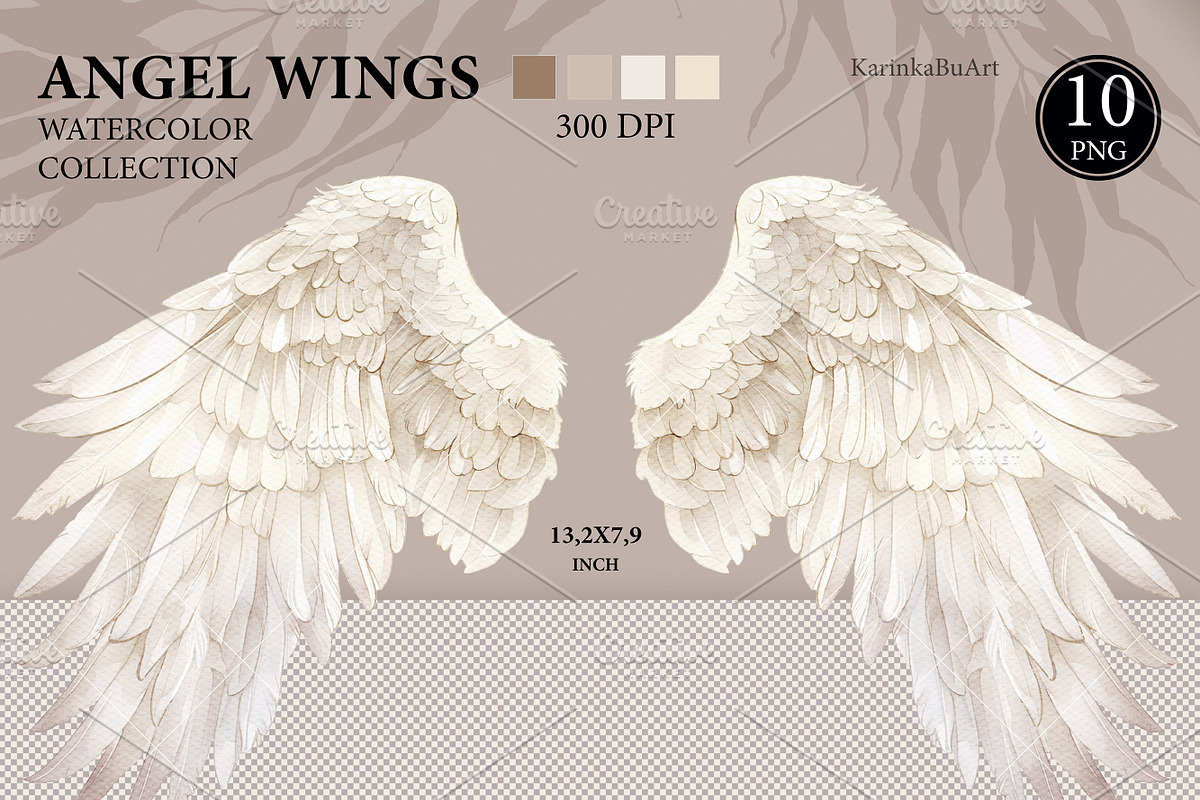 Watercolor White Angel Wings png set, an Object Graphic by KarinkaBU (Photo 6 of 6)