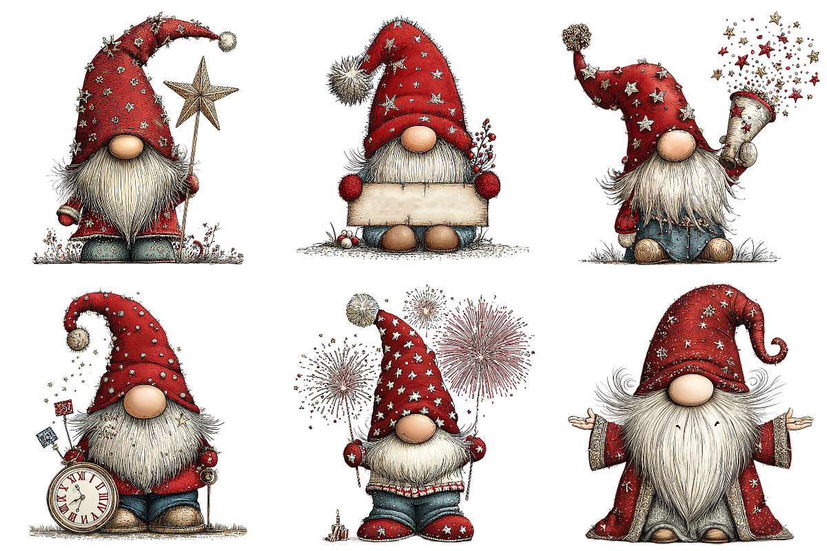 New Year Gnome Clipart, an Illustration by Craft Nest (Photo 9 of 9)