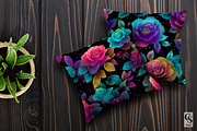 Neon Glowing Rose Flower Pattern, a Pattern Graphic by Creative Store (Thumbnail 3 of 5)