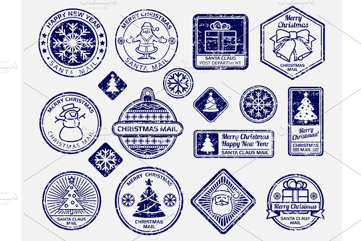 Ballpoint pen Santa mail stamps, a Graphic by Valerie Bodnar