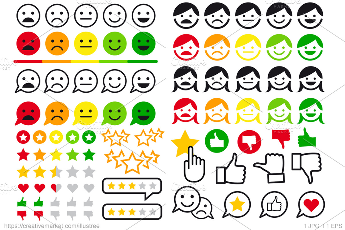 Rating, review flat vector icons, an Outline Icon by Illustree