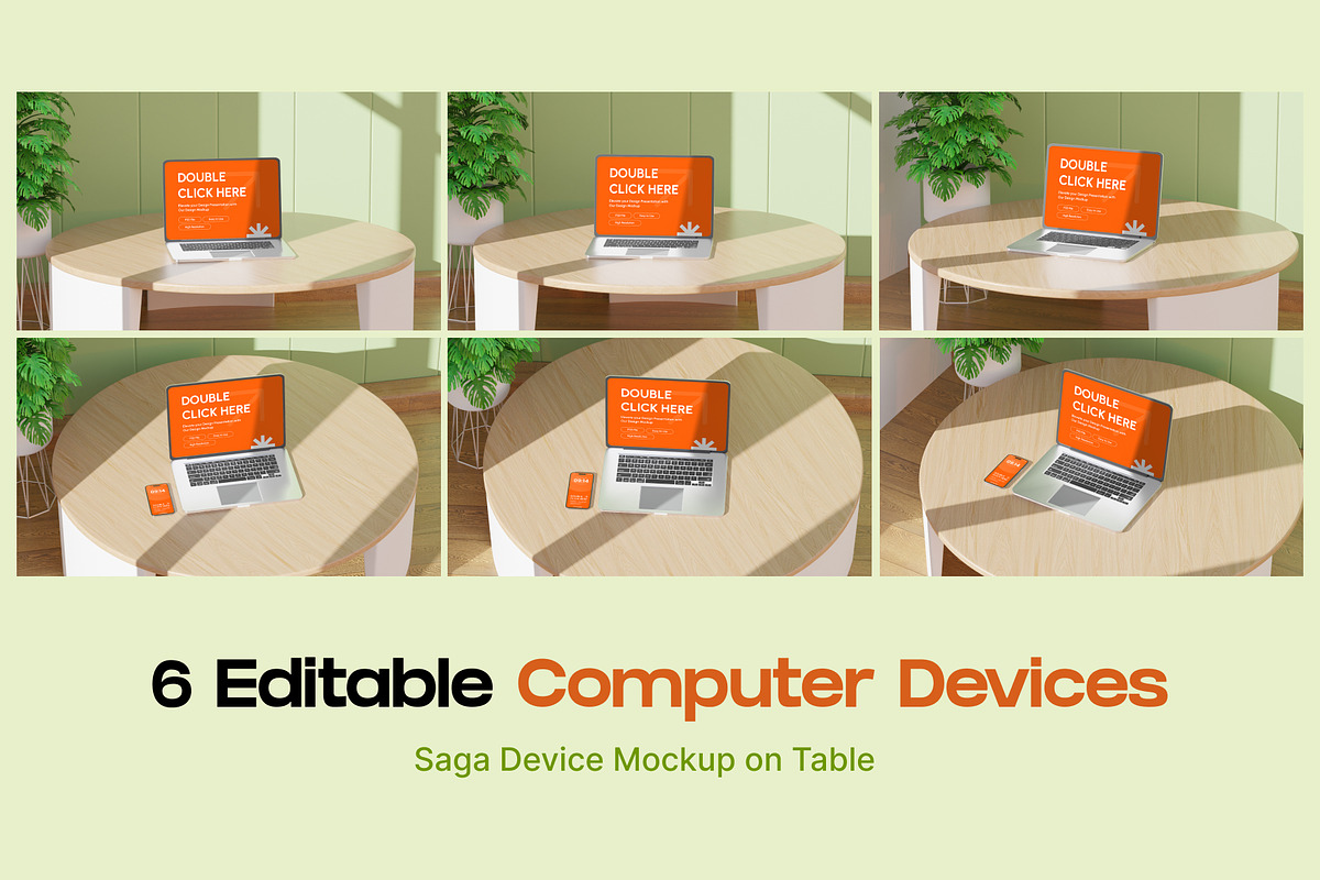 Saga Device Mockup on Table, a Device Mockup by orenjidesign (Photo 2 of 13)