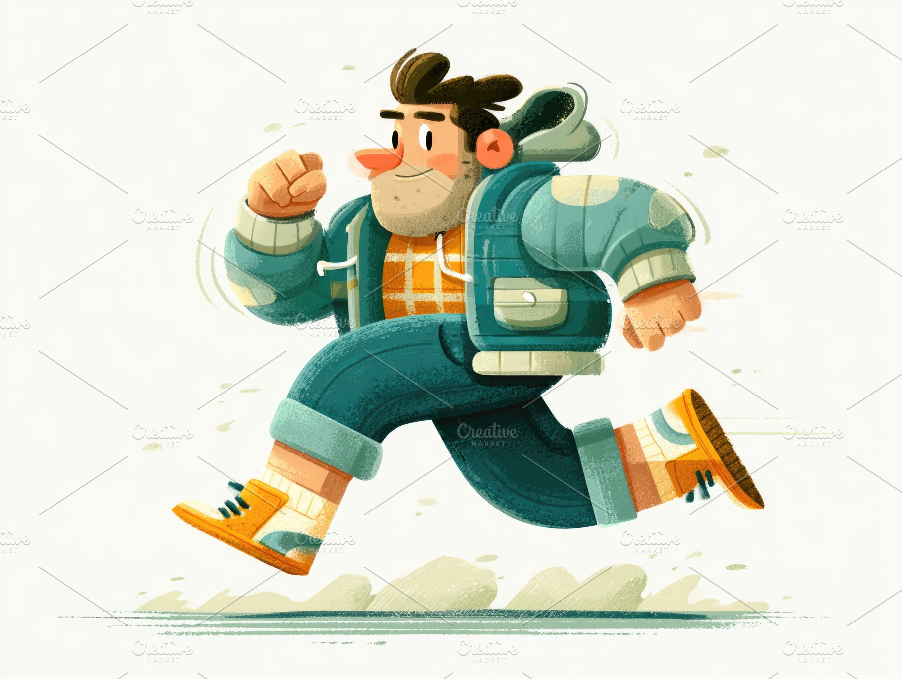 Young man running outdoors in minimalist vector illustration, a Person Photo by José Manuel Gelpi