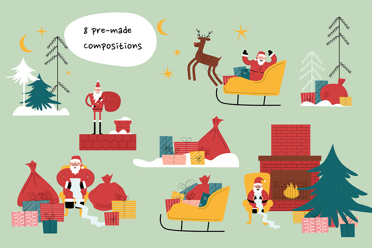 The Santa Trio clipart Collection, an Illustration by svetlatek (Photo 4 of 10)