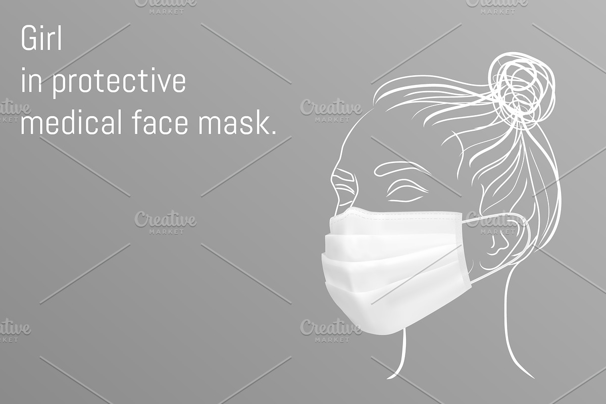 Girl in medical mask, a Healthcare Illustration by Kseniia_designer's shop