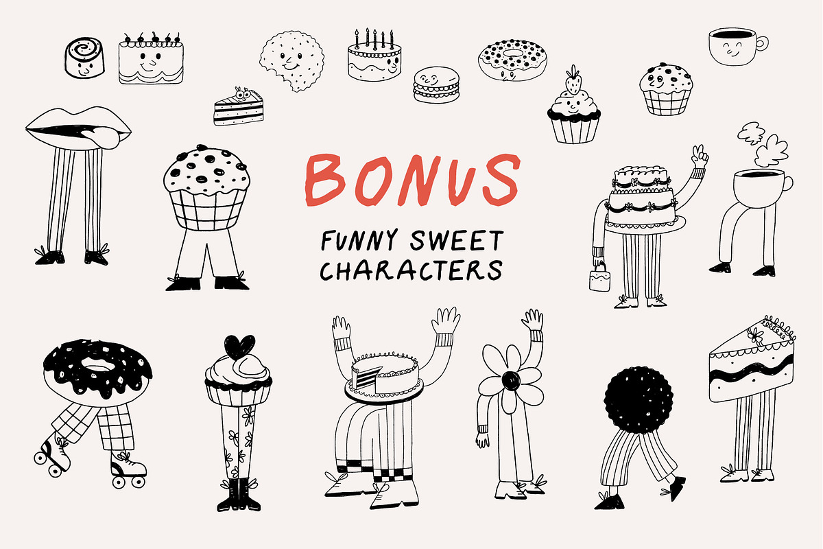 Sweets: Hand Drawn Pastry & Desserts, a Food Illustration by dicreate (Photo 5 of 13)