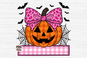 Girl Cheetah Bow Jack-o-Lantern PNG, a Seasonal Illustration by Libby Wishes