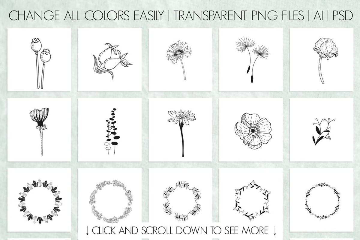 50 Hand Drawn Elements and Patterns, an Illustration by Free-PSD-Templates (Photo 2 of 4)