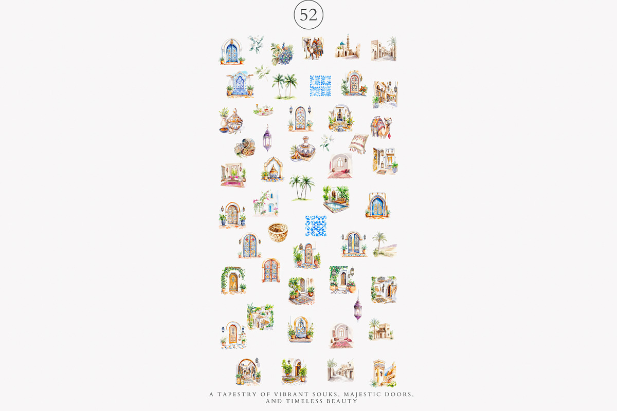 Moroccan clipart watercolor set, a Decorative Illustration by Patishop Art (Photo 10 of 10)