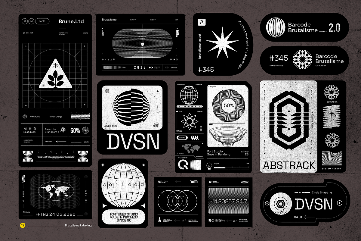 Brutalism Label Shapes Graphic Asset, an Object Graphic by Fortunes Co