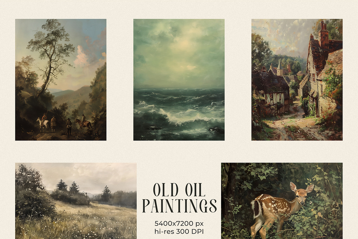 Old oil paintings - Vintage art, a Background Graphic by Pamyatka Shop (Photo 4 of 8)