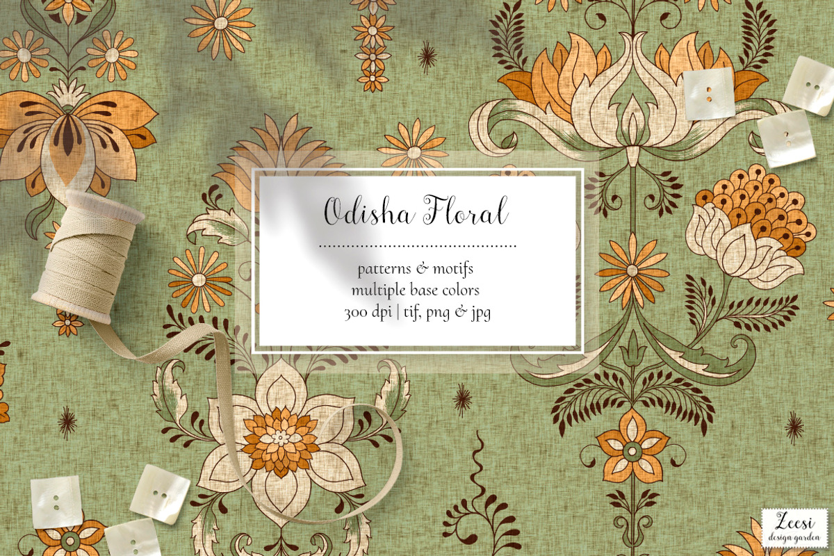 Odisha Floral Patterns & Motifs, a Pattern Graphic by Zeesi Design Garden (Photo 1 of 12)