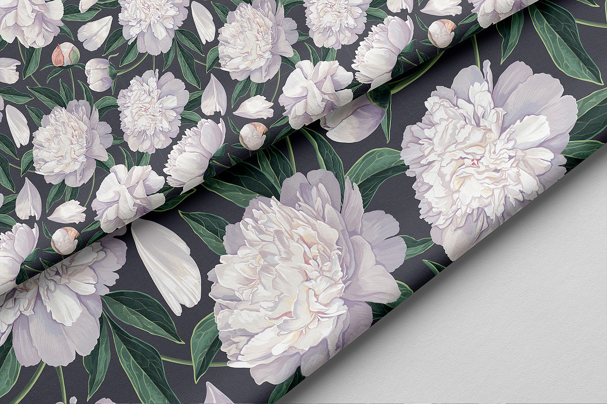 White Peonies Seamless Pattern, a Pattern Graphic by MarynaPetrovska (Photo 5 of 15)