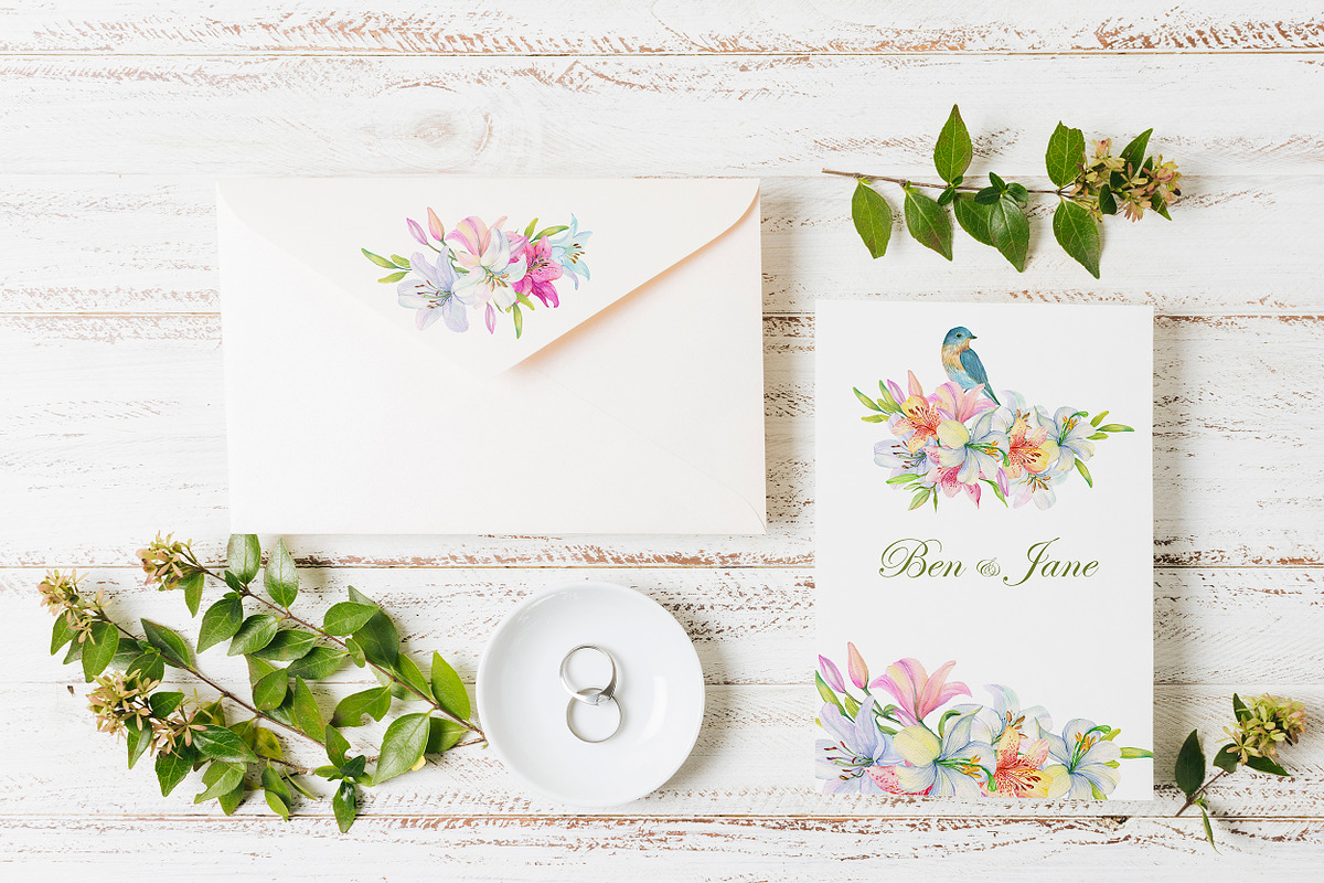 Lilies watercolor set, an Illustration by MitrushovaArt (Photo 7 of 14)