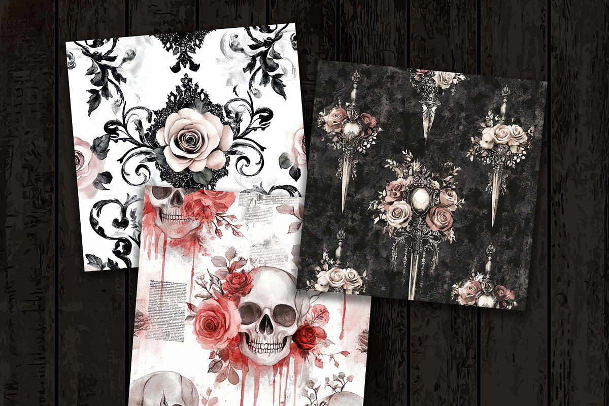 Watercolor Gothic Digital Paper, a Pattern Graphic by Design Scotch (Photo 4 of 8)