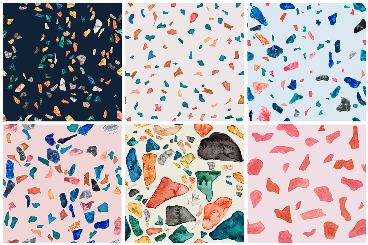 Watercolor Terrazzo Patterns, a Pattern Graphic by Slastick (Photo 5 of 6)