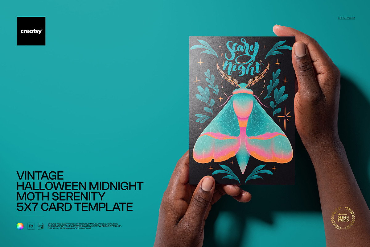 Halloween Moth 5x7 Card Template, a Card Template by creatsy5 (Photo 1 of 5)